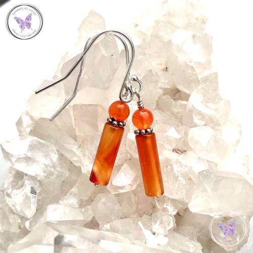 Carnelian Tube Earrings